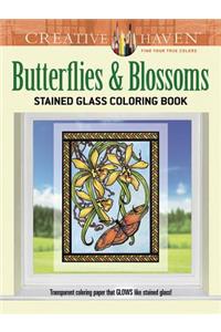 Creative Haven Butterflies and Blossoms Stained Glass Coloring Book