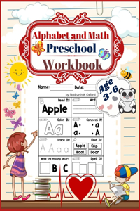 Alphabet and math preschool workbook age 3-6
