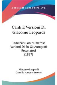 Canti E Versioni Di Giacomo Leopardi