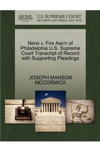 Nime V. Fire Ass'n of Philadelphia U.S. Supreme Court Transcript of Record with Supporting Pleadings