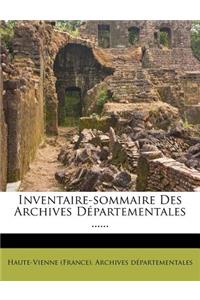 Inventaire-sommaire Des Archives Départementales ......