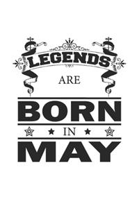 Legends Are Born In May: Notizbuch, Notizheft, Notizblock - Geburtstag Geschenk-Idee für Legenden - Karo - A5 - 120 Seiten