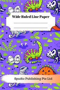 Scary Dinosaurs Theme Wide Ruled Line Paper