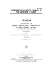 Environmental management programs of the Department of Energy