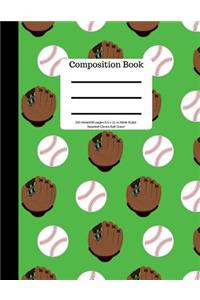 Composition Book 100 Sheet/200 Pages 8.5 X 11 In.Wide Ruled Green Baseball Glove