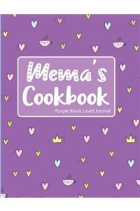 Mema's Cookbook Purple Blank Lined Journal