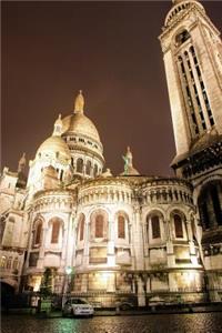 Sacred Heart Cathedral in Paris, France at Night Journal
