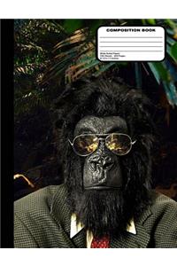 Gorilla in Glasses & Suit Composition Notebook Wide Ruled 200 pages / 100 sheets, 8-1/2