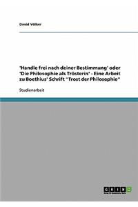 'Handle frei nach deiner Bestimmung' oder 'Die Philosophie als Trösterin' - Eine Arbeit zu Boethius' Schrift 