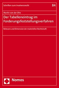 Der Tabelleneintrag Im Forderungsfeststellungsverfahren