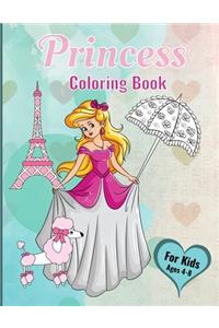Princess Coloring Book For Kids Ages 4-8