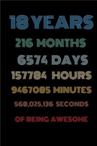 18 years of being awesome: Vintage Birthday gift for 18 years old / 18th birthday gifts for kids, men and women