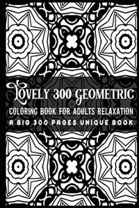 Lovely 300 Geometric Coloring Book for Adults Relaxation A Big 300 Pages Unique Book