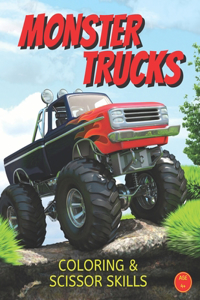 MONSTER TRUCKS Coloring & Scissor Skills