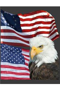 Betsy Ross Flag And Modern American Flag With Bald Eagle