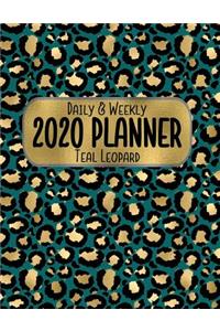 Daily & Weekly 2020 Planner Teal Leopard