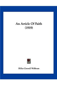 An Article Of Faith (1919)