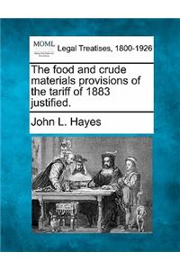 Food and Crude Materials Provisions of the Tariff of 1883 Justified.