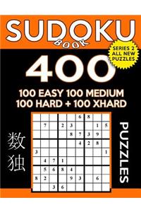 Sudoku Book 400 Puzzles, 100 Easy, 100 Medium, 100 Hard and 100 Extra Hard