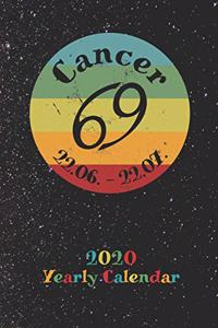 2020 Yearly Calendar - Zodiac Sign Cancer