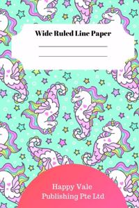 Cute Unicorn Theme Wide Ruled Line Paper