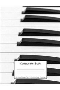 Composition Book 100 Sheets/200 Pages/7.44 X 9.69 In. Wide Ruled/ Piano Keys