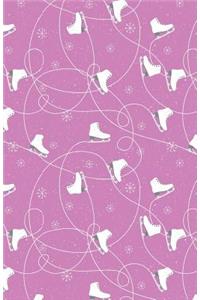 Journal Notebook Ice Skates in Snow Winter Pattern - Pink