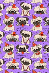 Journal Notebook Funny Pugs Pattern 8