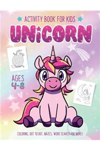 Unicorn Activity Book for Kids Ages 4-8