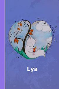 Lya: Personalisiertes Notizbuch - Fuchs Mit Herz - Softcover - 120 Seiten - Leer / Blanko / Nummeriert - Notebook - Tagebuch - Diary - Scrapbook - Gesche