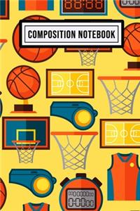 Basketball Unruled Composition Notebook: Basketball Blank Unruled Composition Notebook - 110 Pages - Pocket Size 6x9