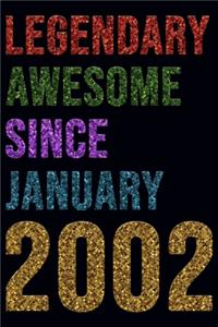 Legendary Awesome Since January 2002 Notebook Birthday Gift