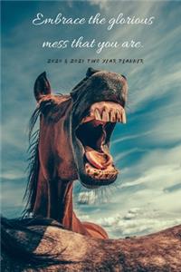 Funny Horse - 2020 & 2021 Weekly Planner - Two Year Appointment Book Gift - Agenda Notebook for New Year Planning