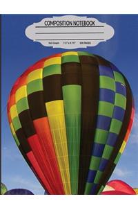 5 x 5 Graph Ruled Composition Book / Notebook, 100 Sheets, 7.5 x 9.75 Inches, Colorful Hot Air Balloons