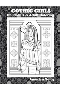 GOTHIC GIRLS Children's and Adult Coloring Book