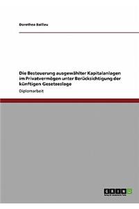 Die Besteuerung ausgewählter Kapitalanlagen im Privatvermögen unter Berücksichtigung der künftigen Gesetzeslage