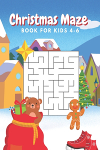 Christmas Maze Book For Kids 4-6