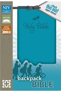 NIV, Backpack Zipper Bible, Leathersoft, Turquoise, Red Letter