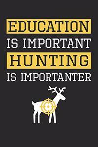 Hunting Notebook - Education is Important Hunting Is Importanter - Hunting Training Journal - Gift for Hunter