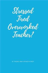Notebook for Stressed Teachers, Blank Ruled Journal - No I'm Not Stressed, Tired and Overworked