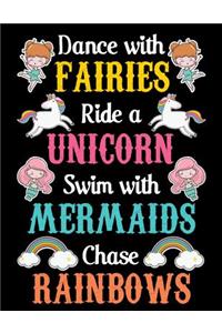 Dance with fairies ride a unicorn swim with mermaids chase rainbows