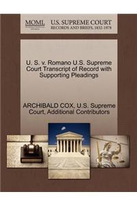 U. S. V. Romano U.S. Supreme Court Transcript of Record with Supporting Pleadings