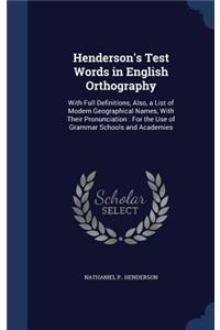 Henderson's Test Words in English Orthography
