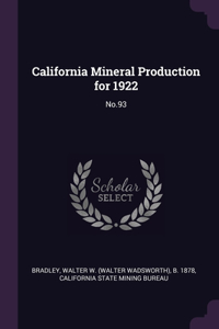 California Mineral Production for 1922