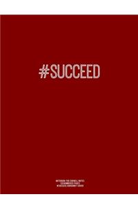 Notebook for Cornell Notes, 120 Numbered Pages, #SUCCEED, Burgundy Cover