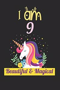 Unicorn Journal I Am 9 Beautiful & Magical