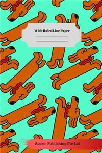 Dog Sloth Theme Wide Ruled Line Paper