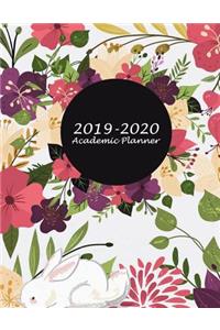 2019-2020 Academic Planner: Cute Floral White Cover, Two year Academic 2019-2020 Calendar Book, Weekly/Monthly/Yearly Calendar Journal, Large 8.5" x 11" Daily journal Planner, 