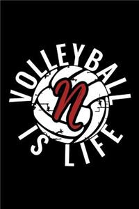 N Monogram Initial Volleyball Journal
