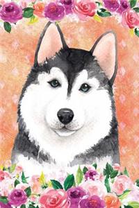 Journal Notebook For Dog Lovers Husky In Flowers 5